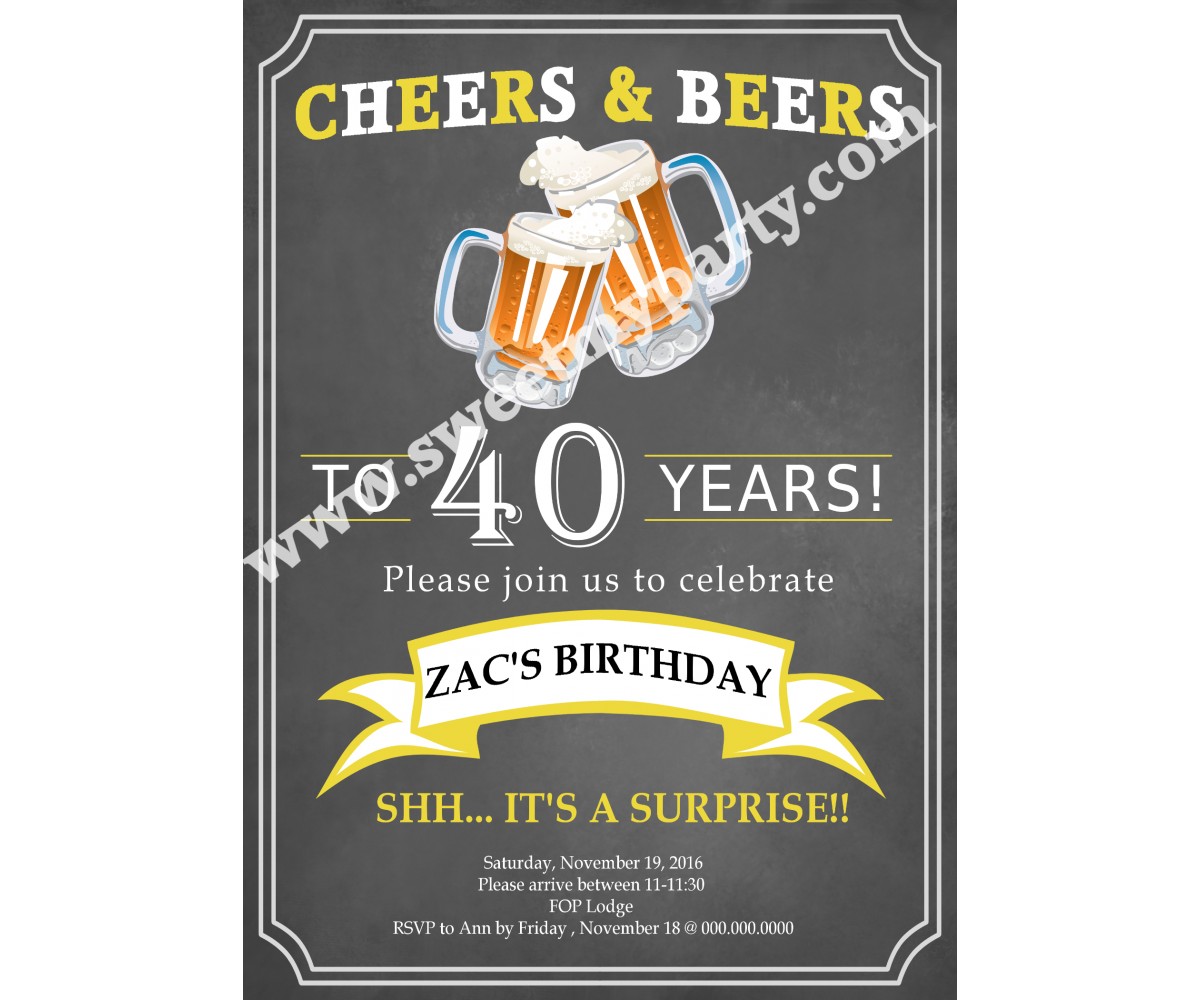 Cheers and Beers Birthday Invitation,(11ab)